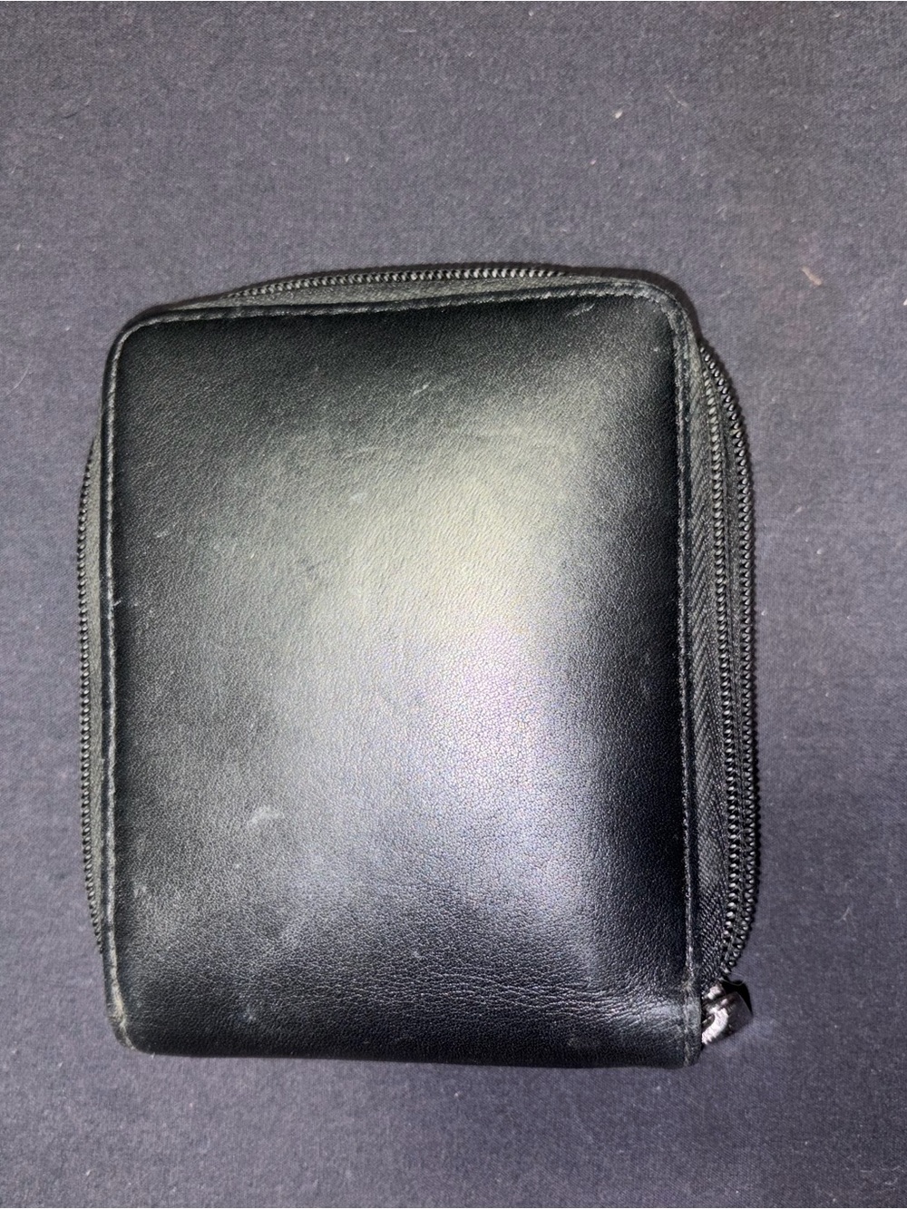 Brookstone Black Zip-Around Compact Leather Wallet - Picture 1 of 2